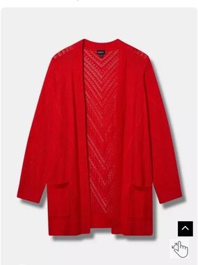 torrid Red Open-Front Pointelle Cardigan